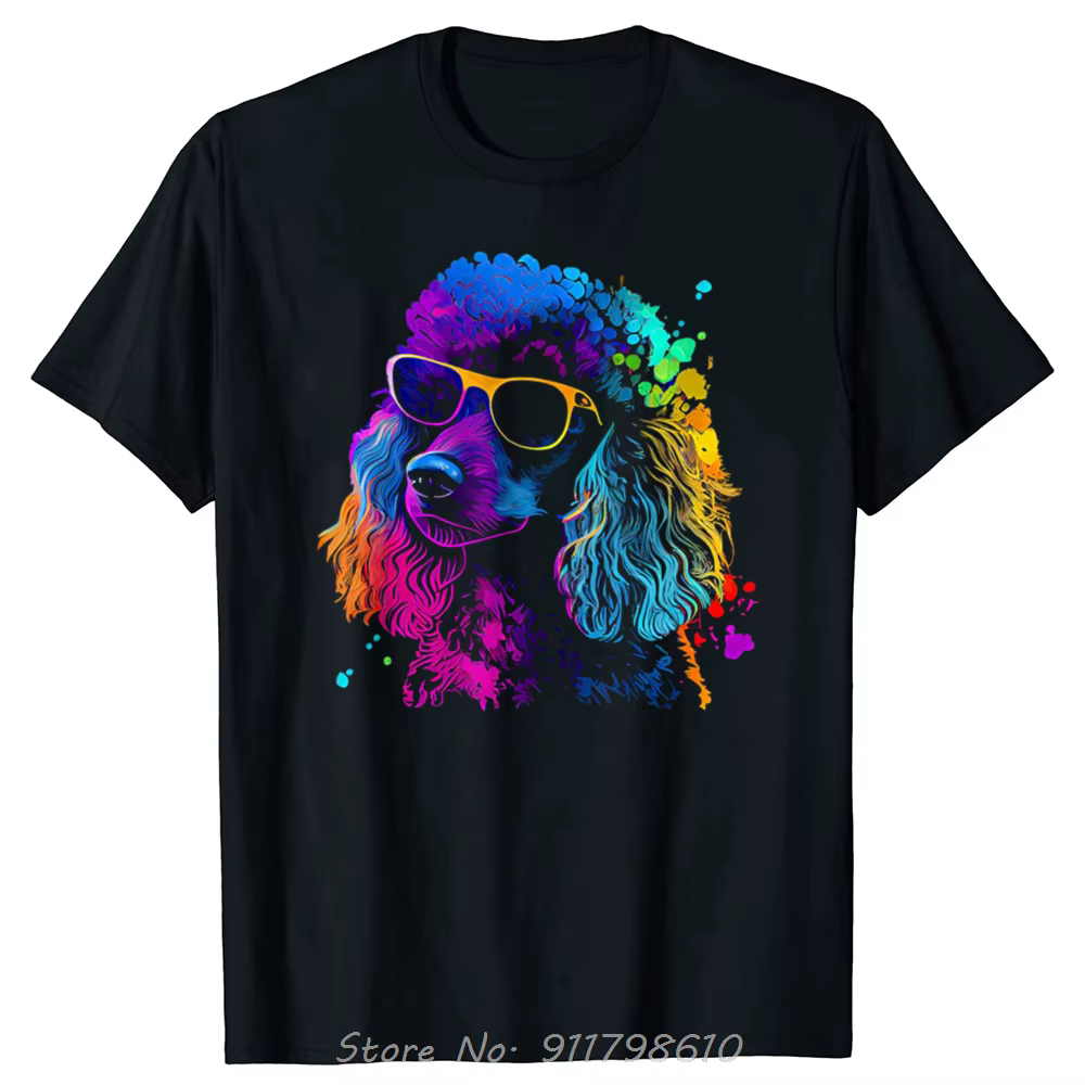 Drôle caniche chien fête mignon surdimensionné T-shirt Style d'été hommes vêtements Streetwear coton