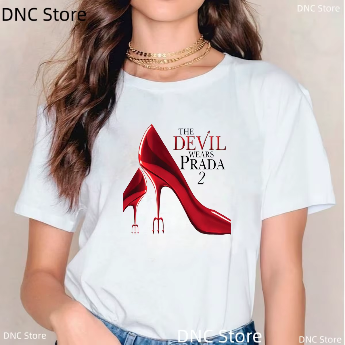 T-Shirt à manches courtes pour femmes, avec impression graphique du film drôle « ​​The Devil Wears P
