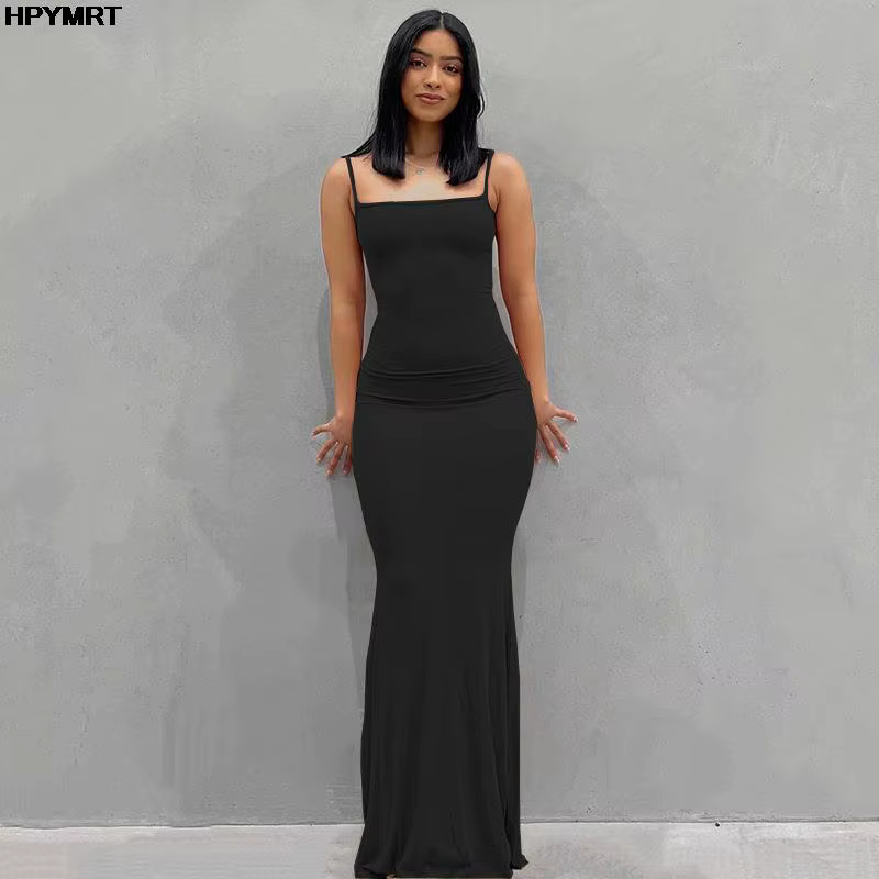 Robe longue en Satin sans manches, dos nu, Sexy, Slim, Maxi, fête, Y2K, Concise, moulante, élégante,