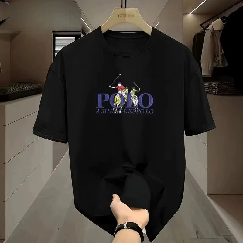 T-shirt pour homme en coton, style streetwear, inspiré du sport équestre, avec motif graphique, déco