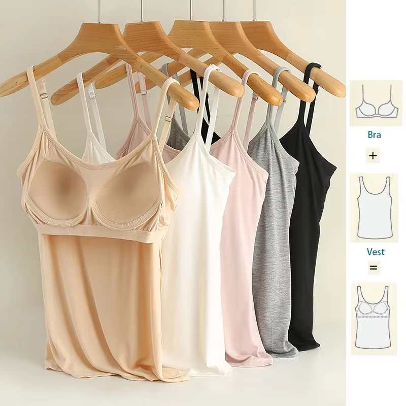 M-3XL pour 35-85kg Modal grande taille Camisole débardeur avec tasse fixe poitrine rembourrée vêteme