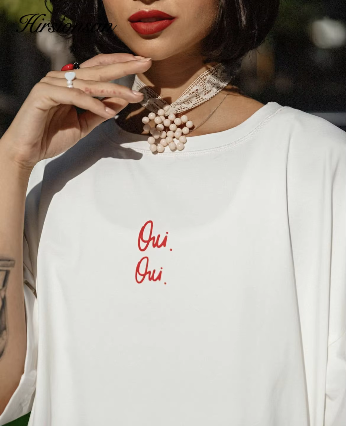 Hirsionsan-T-shirt manches courtes femme, vintage, en molleton et lettres imprimées, coton doux, été
