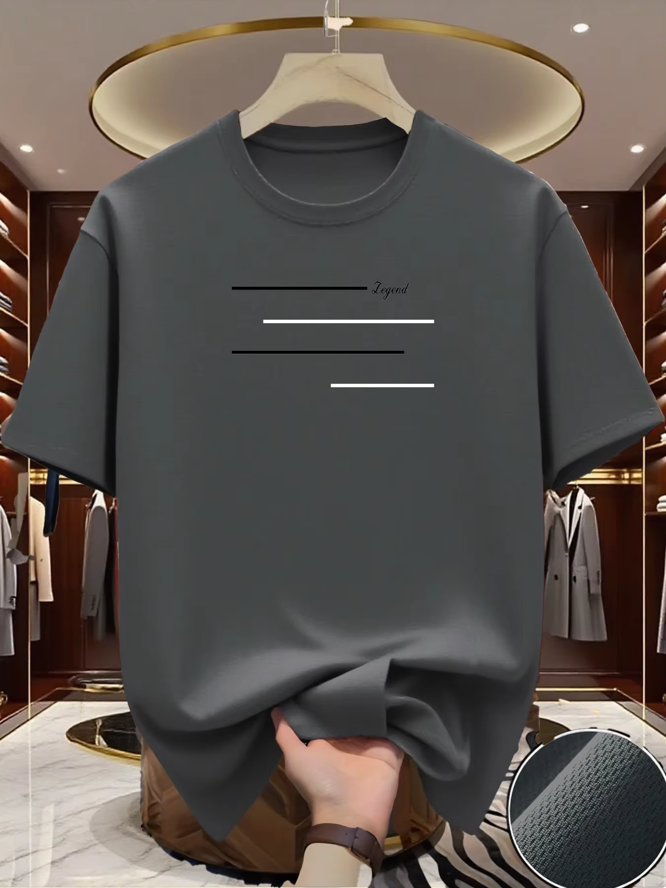 T-shirt de course à col rond pour homme, haut fin à imprimé légendaire, séchage rapide, manches cour