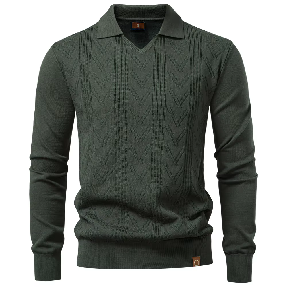 AIOPESON 2025 Polo Henley moderne pour hommes couleur unie à manches longues mode coupe avant luxe a