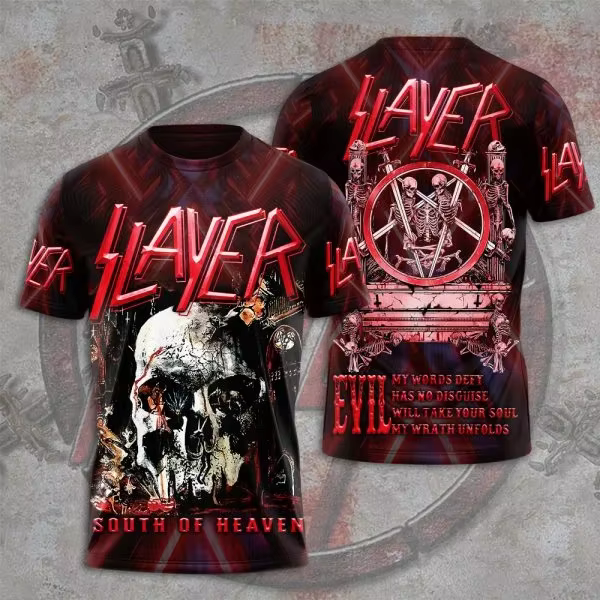 T-shirt pour homme tendance, groupe de rock Slayer, t-shirts imprimés en 3D, homme femme, hip hop, m