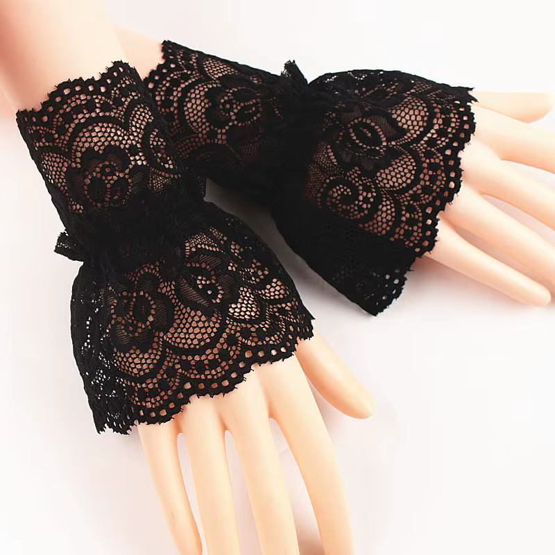 Femmes dentelle volants manchette coude manches automne hiver détachable fausse manches bras couvre 