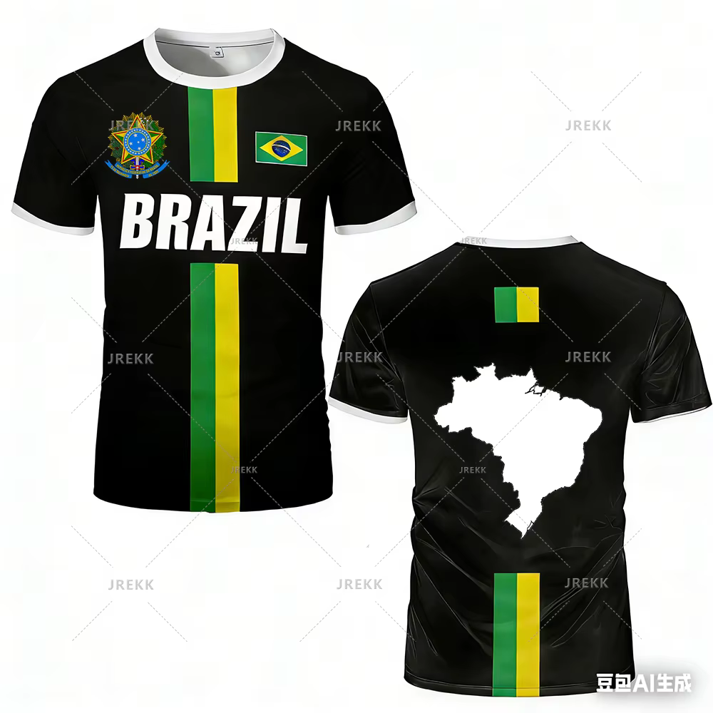 Nouveau Maillot de Football 2026 – Haut d'Entraînement à Rayures Drapeau Brésilien – T-shirt de Spor
