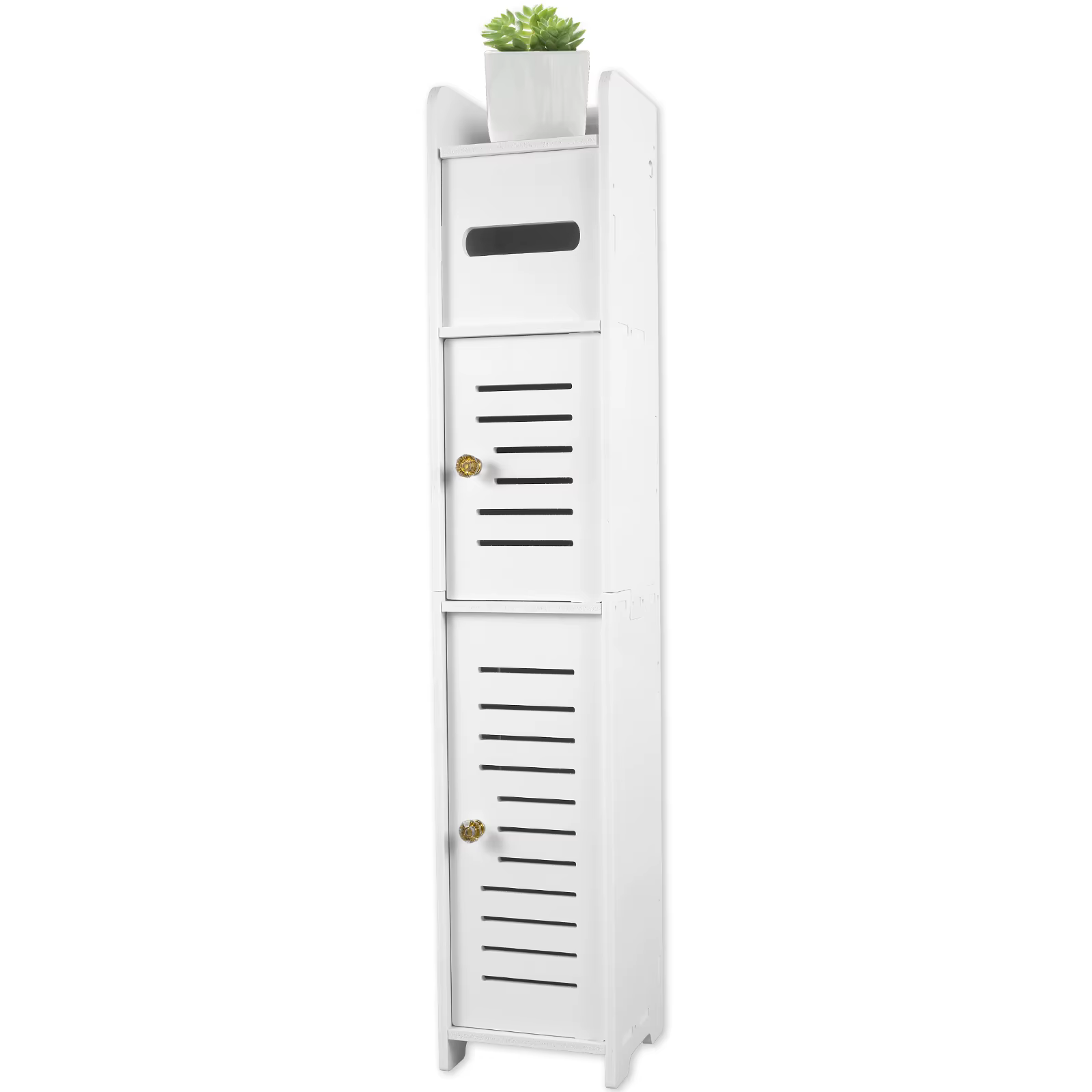 Armoire de rangement pour salle de bain, armoire de sol à 3 niveaux, organisateur avec porte, porte-