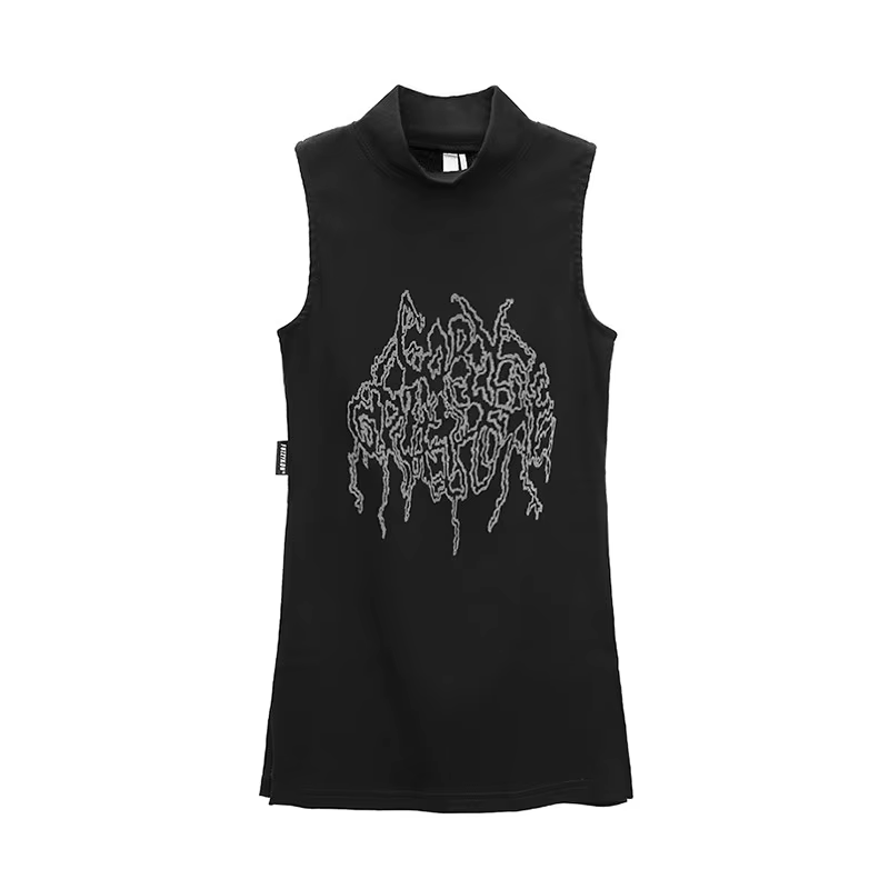 Karrcat Yamamoto Style débardeur noir Grunge gothique col roulé hauts Cyber Y2k Chic vêtements de cr