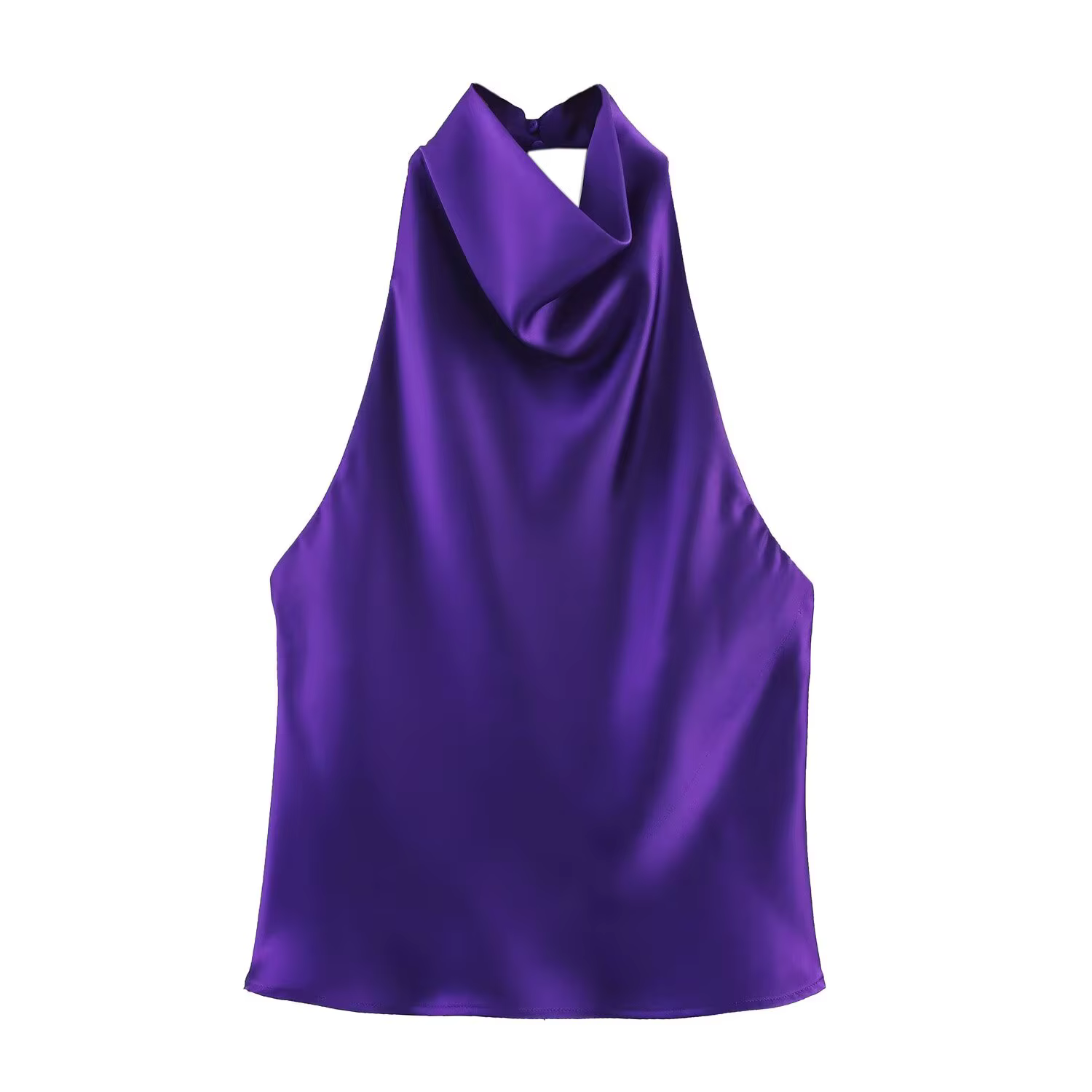 HH femmes été nouvelle mode Chic hauts courts solide sans manches dos nu décorer boutons femme Sexy