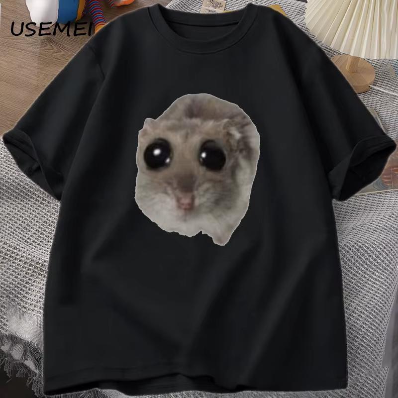 Hamster triste T-shirt drôle mignon chat Hamster Meme tendance T-shirt pour hommes femmes coton T-sh