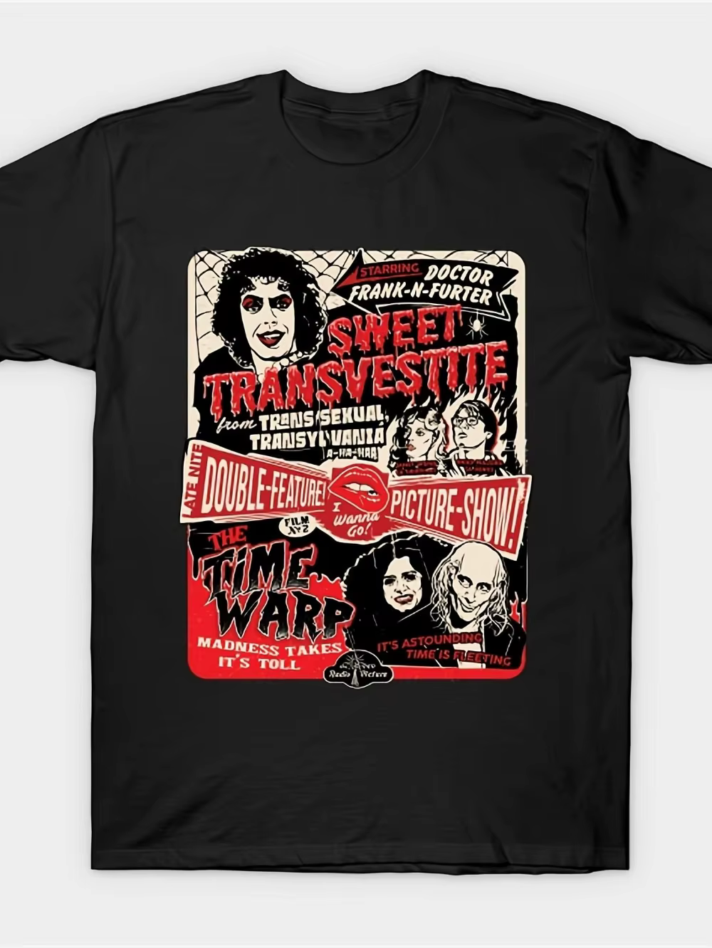 Nouveau t-shirt pour femme Rocky Horror Picture Show Double Feature avec design Dr. Frank N Forte, c