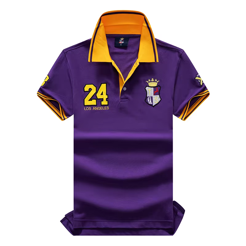 TS Style commémoratif hommes Polo classique violet populaire 100% coton broderie manches courtes col