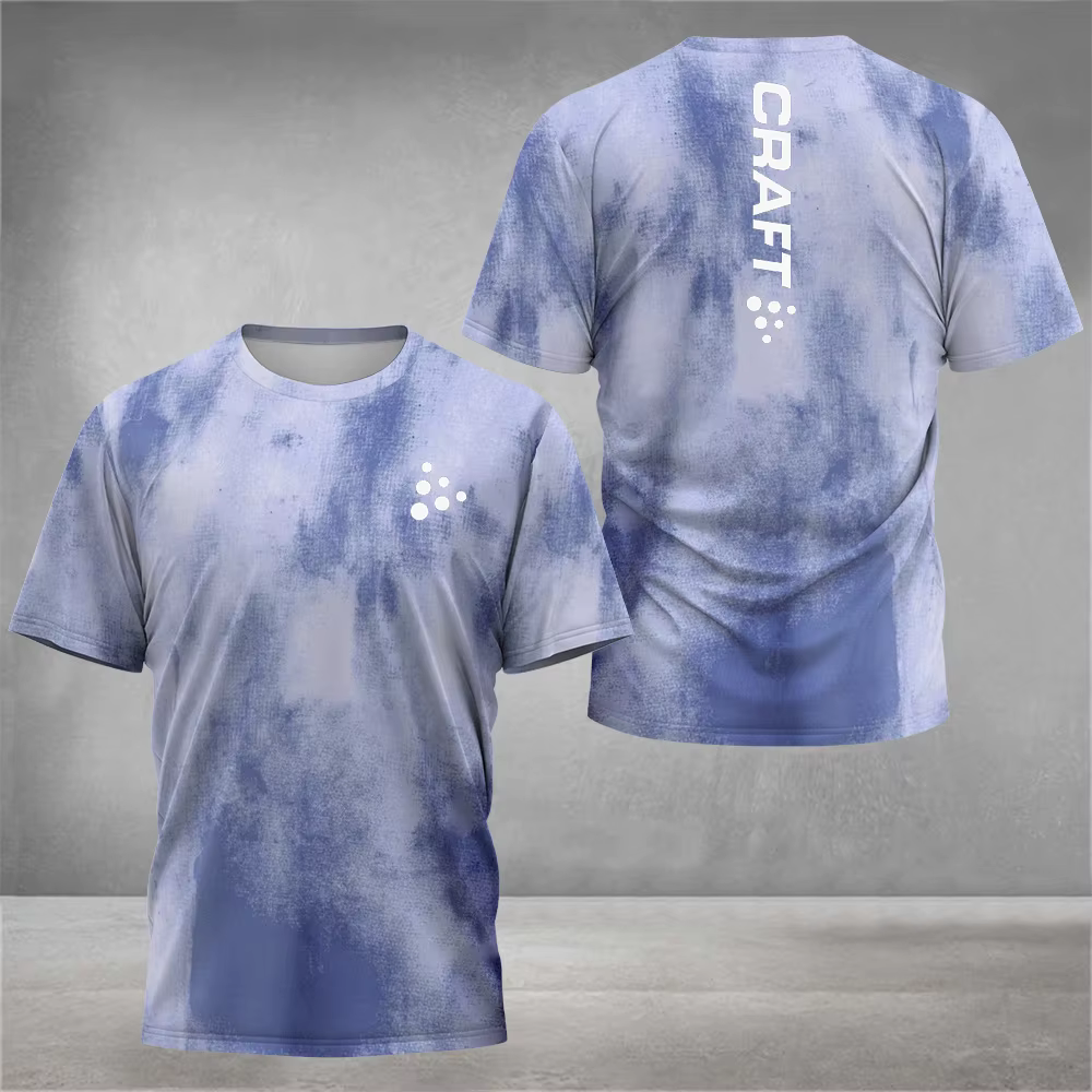 T-shirt à col rond imprimé à la mode pour hommes, haut à manches courtes, badminton et tennis, vêtem