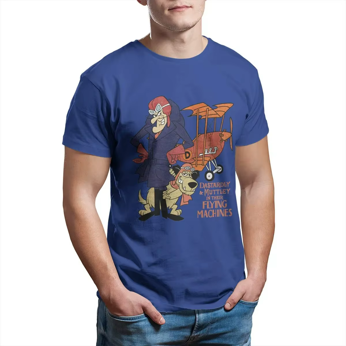 Dastardly Muttley Flying Machines Économie pour hommes, T-shirt à col rond, Économie College graphiq