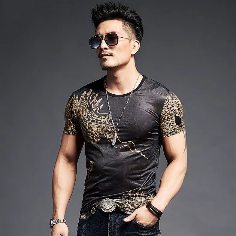 T-shirt de sport pour hommes, vêtements brodés, graphique, Streetwear, Muscles, slim, séchage rapide
