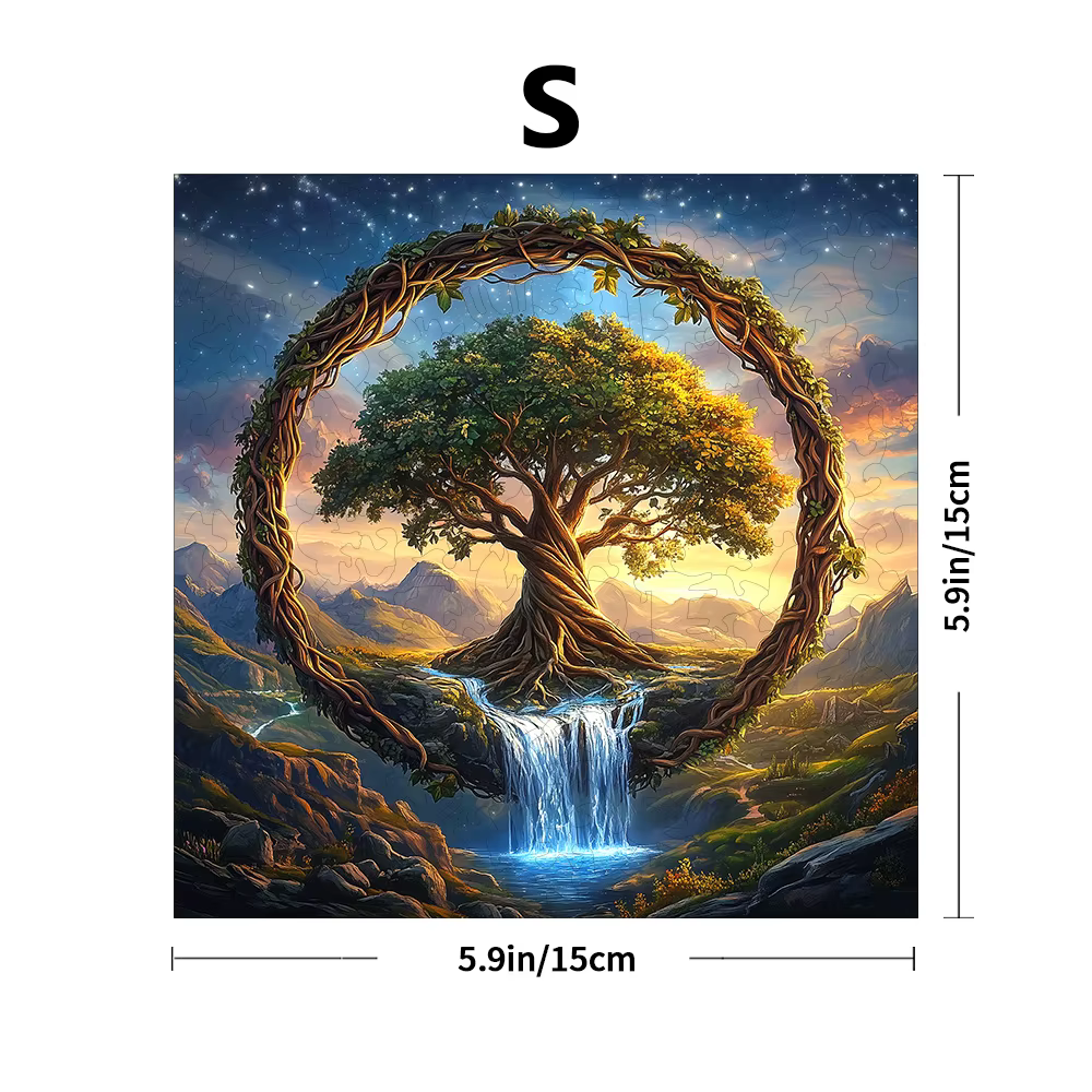 Puzzle en bois de rivière cascade arbre de vie pour adultes | Jeu familial créatif irrégulier de f