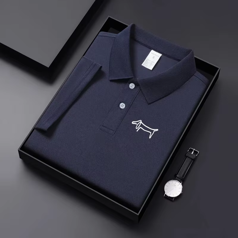 Nouveau T-shirt décontracté à col pour homme en tissu respirant de couleur unie, idéal pour le golf,