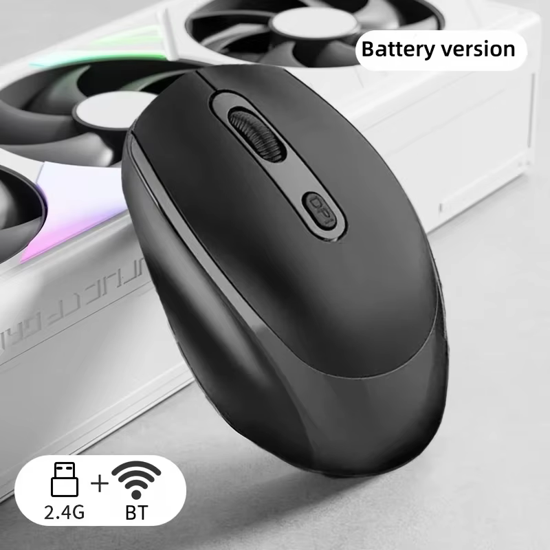 Souris sans fil, souris optique ergonomique compatible Bluetooth 2.4G, souris d'ordinateur pour ordi