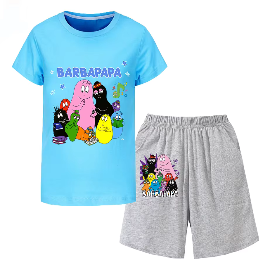 Barbapapa T-shirt pour un garçon ensemble deux pièces pour enfants de 6 à 12 ans vente d'été enfant 