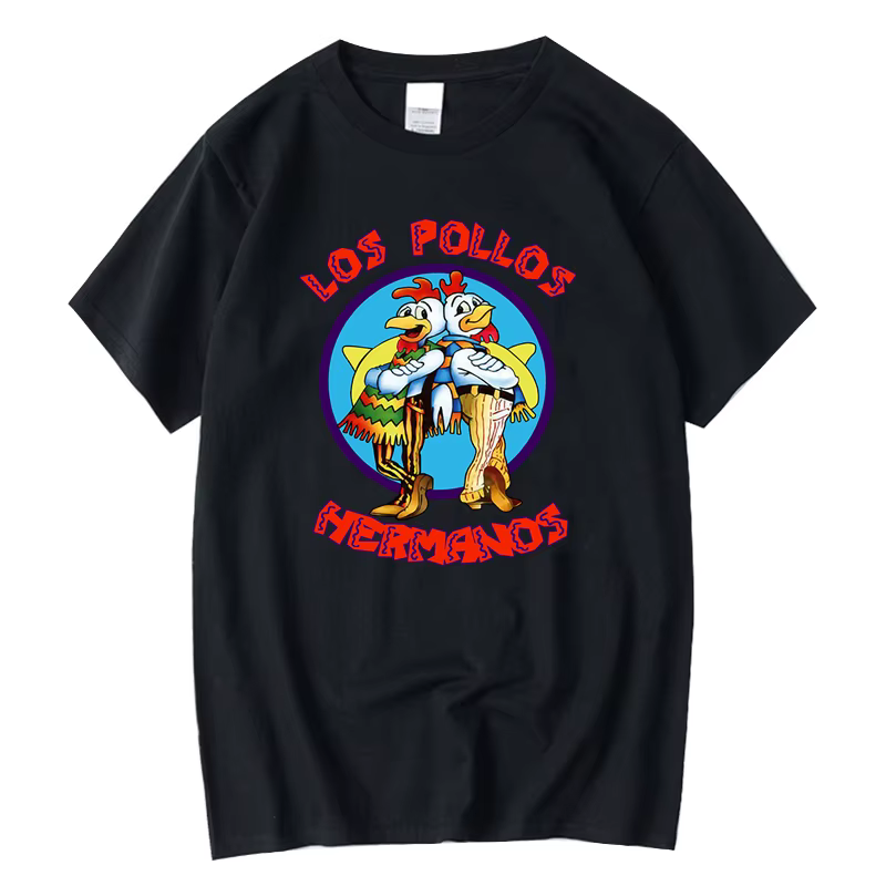 Été à manches courtes hommes de haute qualité T-shirt 100% coton Breaking Bad LOS POLLOS imprimer dé