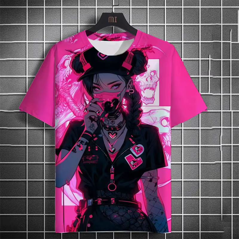 T-shirt manches courtes col rond pour homme, estival et décontracté, surdimensionné, avec image de t