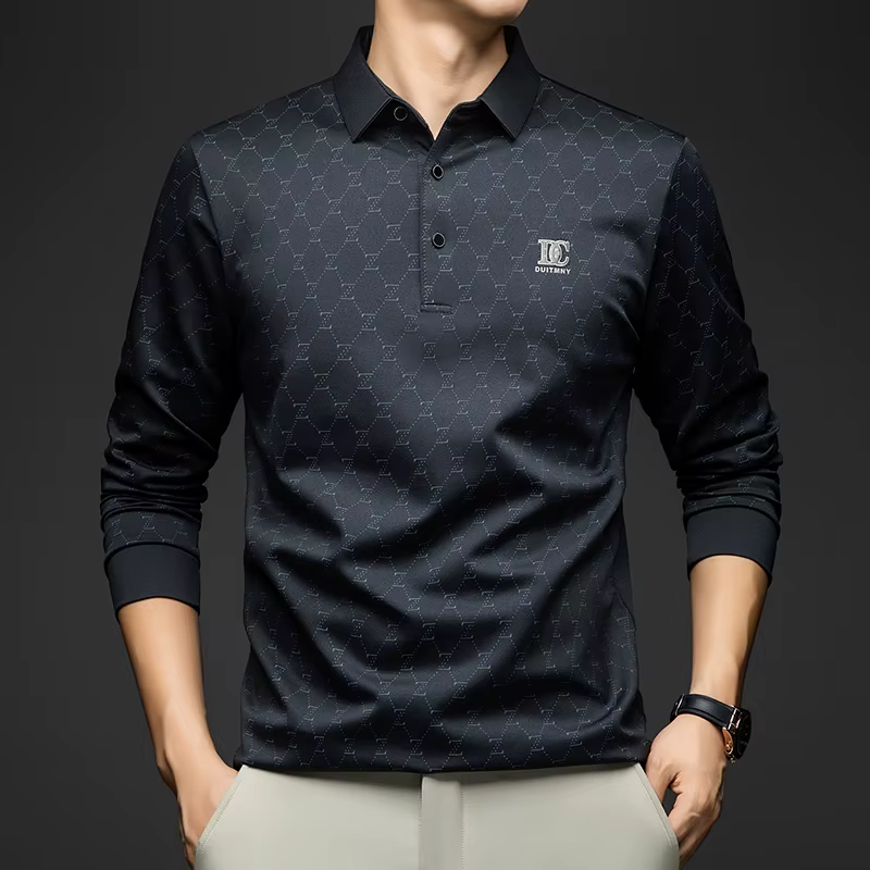 Chemises Polo Élégantes BROWON Printemps-Automne 2026 pour Hommes, Manches Longues, Col Revers, Impr