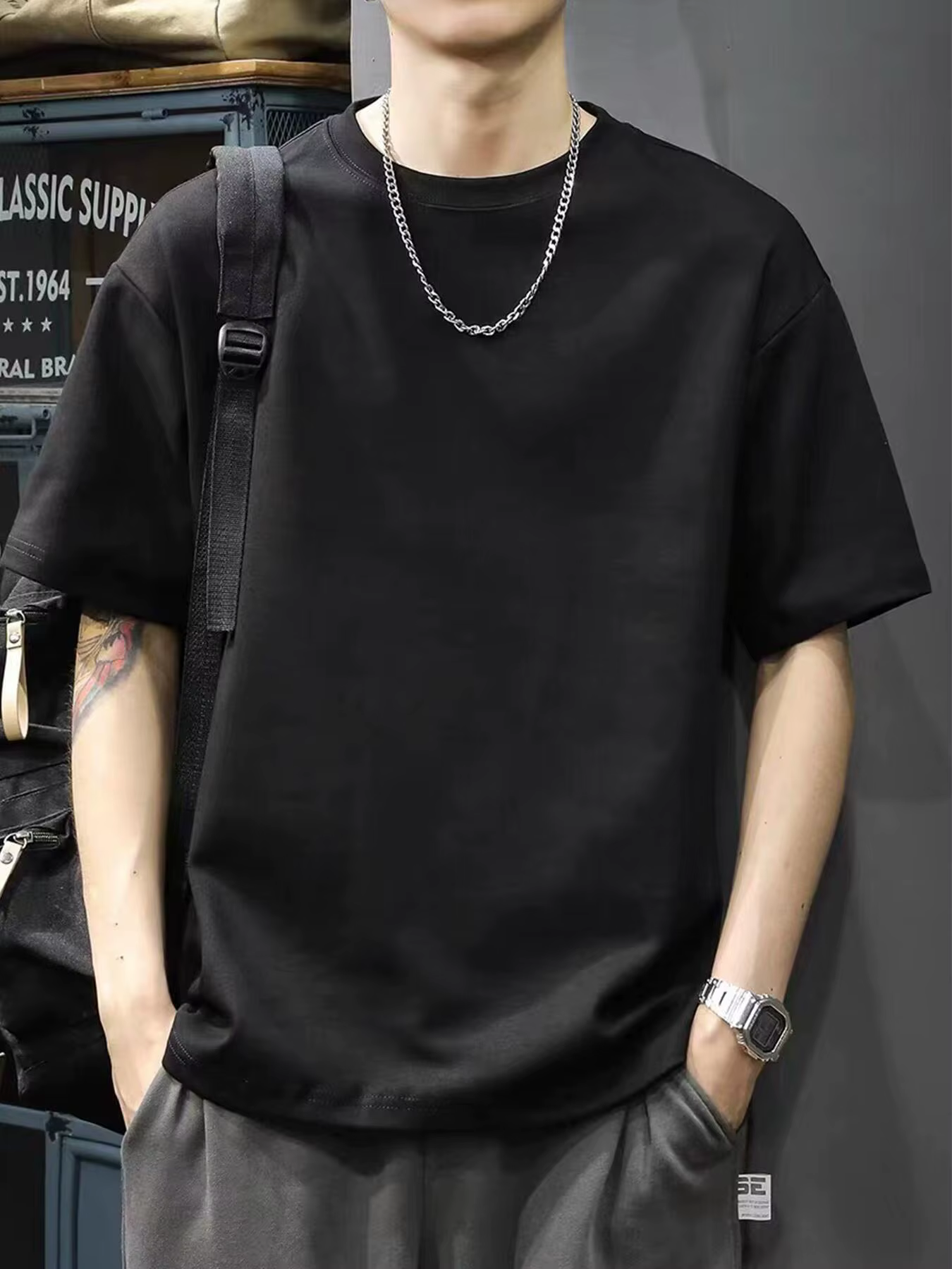 T-shirt 100% coton pour homme, coupe ample, manches courtes, été, haute qualité, basiques essentiels
