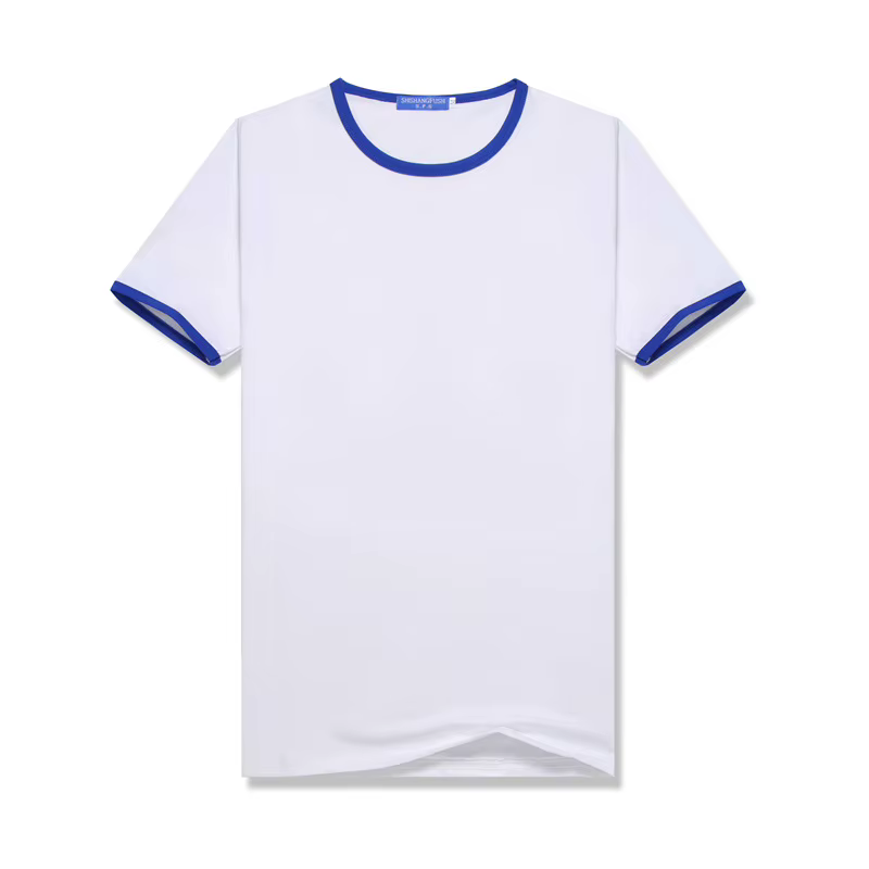 T-shirt en polyester tendance, blanc, pour sublimation, été, manches courtes, col rond, pour impress