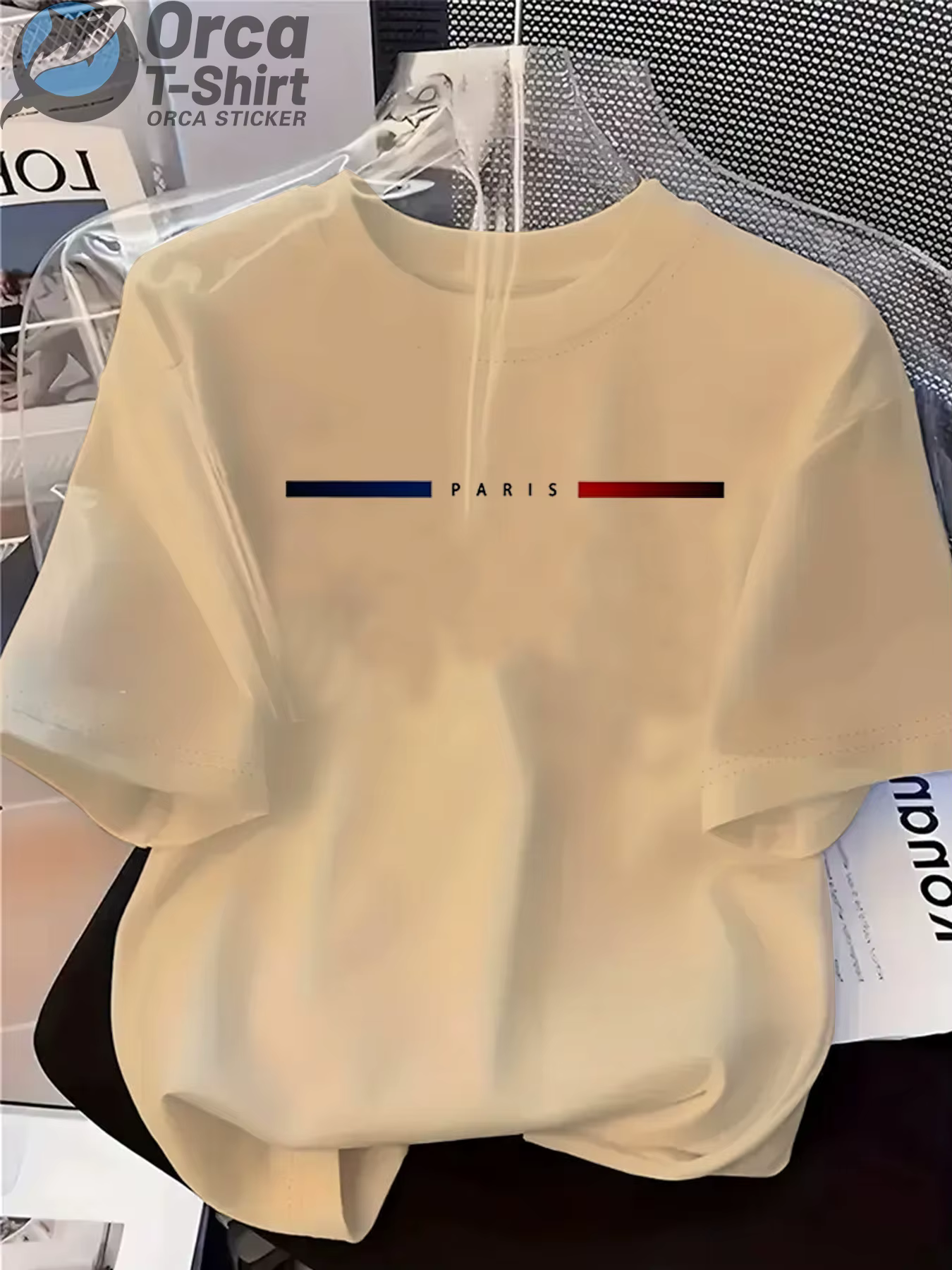 T-shirt imprimé Paris pour hommes, haut décontracté à la mode urbaine, col rond, manches courtes, T-