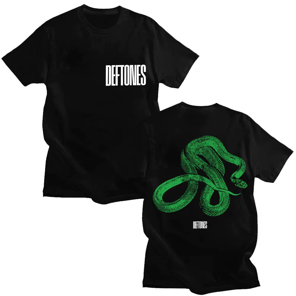 Rock Band Deftones vert serpent imprimé T-shirt Album de musique privé Vintage mode T-shirt coton am