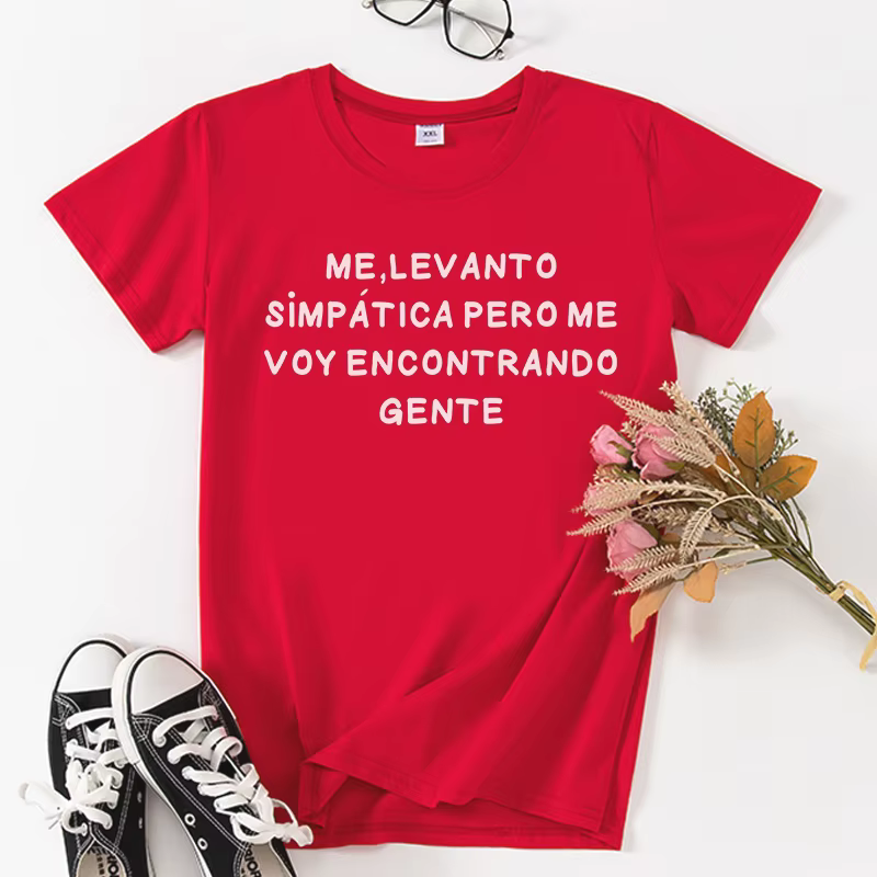 T-shirt manches courtes femme, décontracté, en coton, à la mode espagnole, noir et blanc