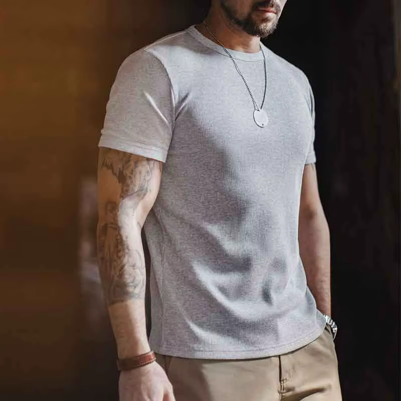 T-shirt homme Maden coupe ajustée col rond manches courtes extensible doux rafraîchissant décontract