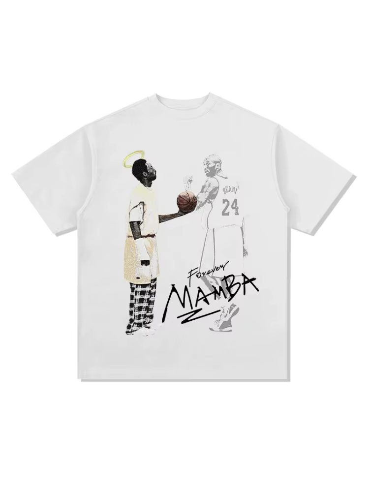 Kobe Bryant 100% coton chemise homme maillot de basket-ball portrait chemise commémorative été surdi