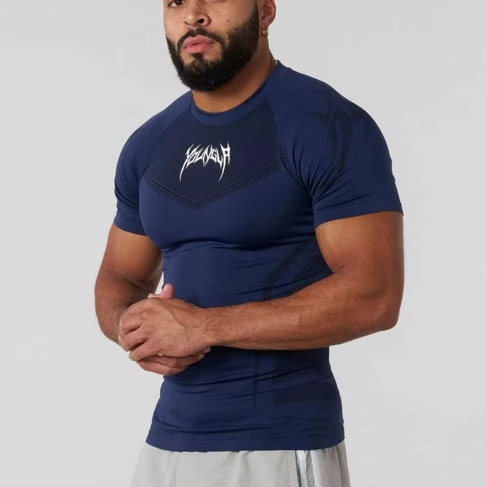 T-shirt de compression à manches courtes pour homme, imprimé tribal, hauts d'entraînement respirants