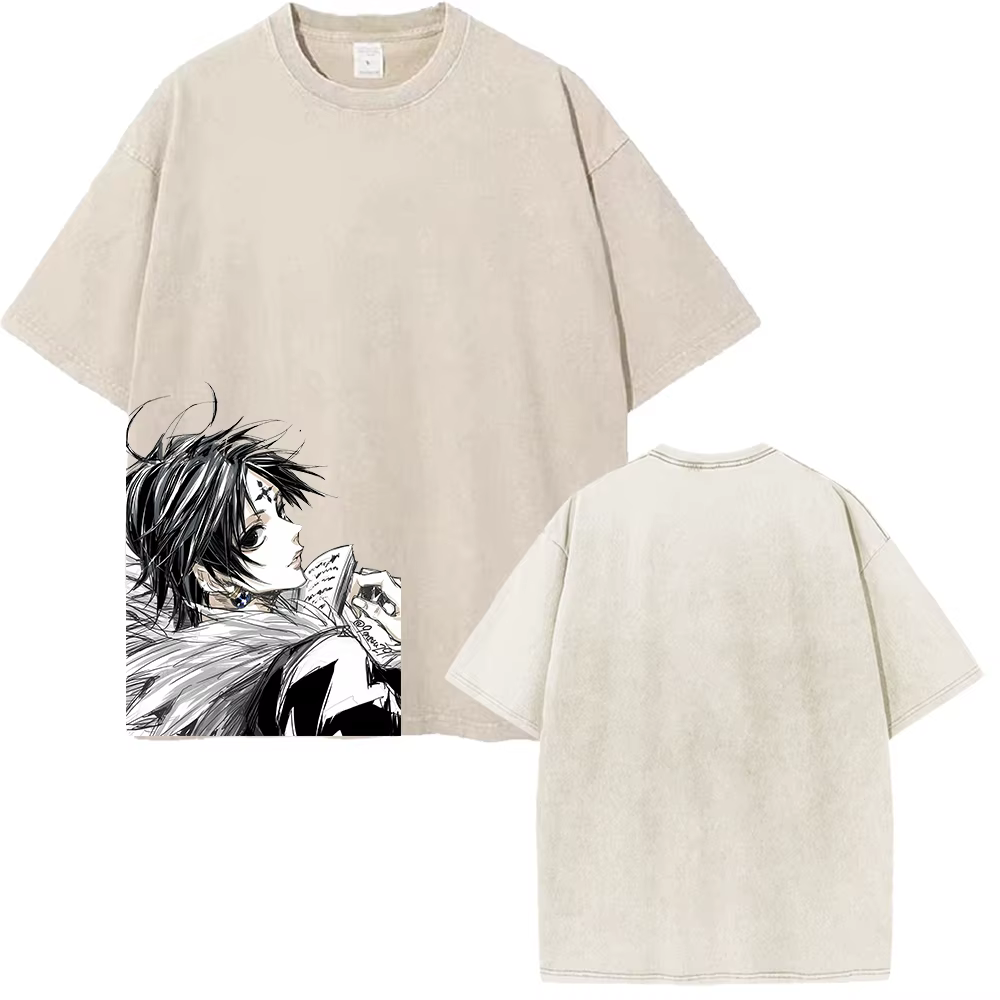 Chrollo HUNTER × HUNTER T-shirt graphique Manga Vintage lavé surdimensionné T-shirt pour hommes femm