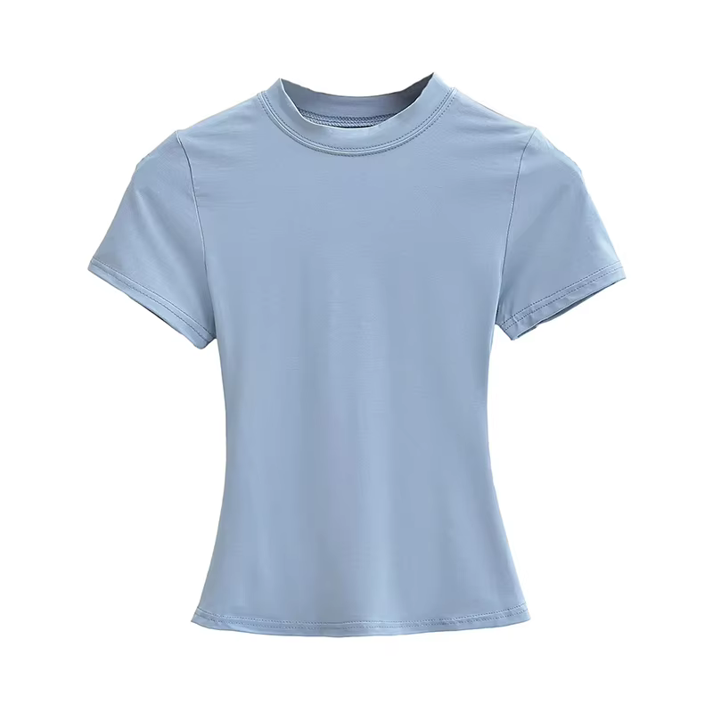 T-shirt Manches Courtes pour Femme, Décontracté, Sexy, Slim, Tendance, Solide, de Haute Qualité, Y2K