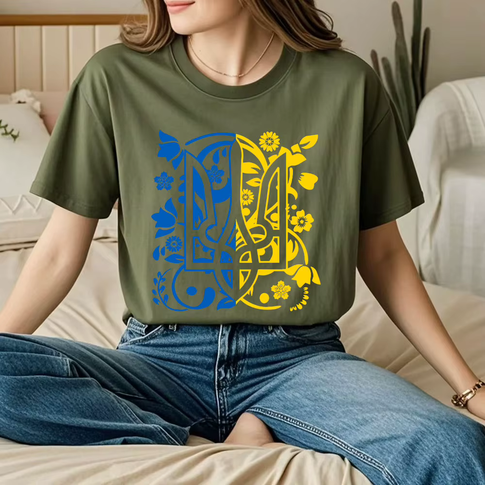 Homme Ukraine Trident coton t-shirt patriotique patrimoine graphique chemise été à manches courtes c