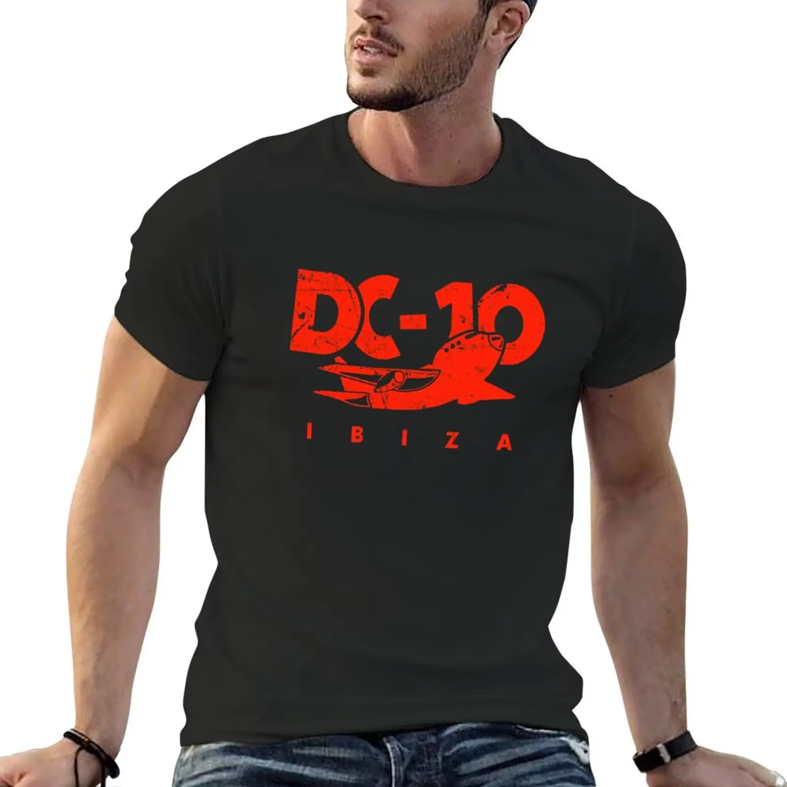 DC10 Bar Club IBIZA: vintage rouge modèle Club légende par La French Touch T-Shirt surdimensionné gr