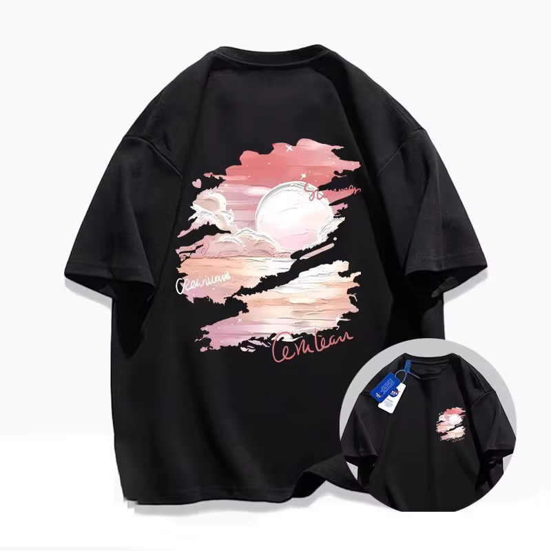 Tendance Été 2026 - T-shirt à Manches Courtes Motif Graffiti Peinture à l'Huile - Unisexe, Coton Pur