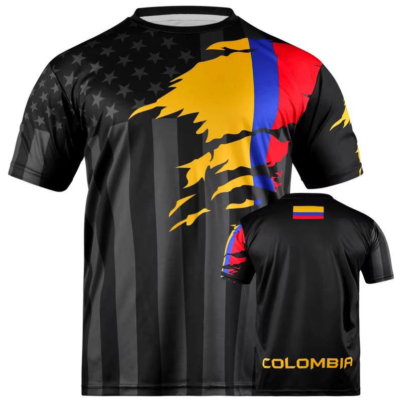 T-shirt 3D imprimé pour hommes, motifs Colombie, Haïti, Brésil, Argentine, manches courtes, col rond