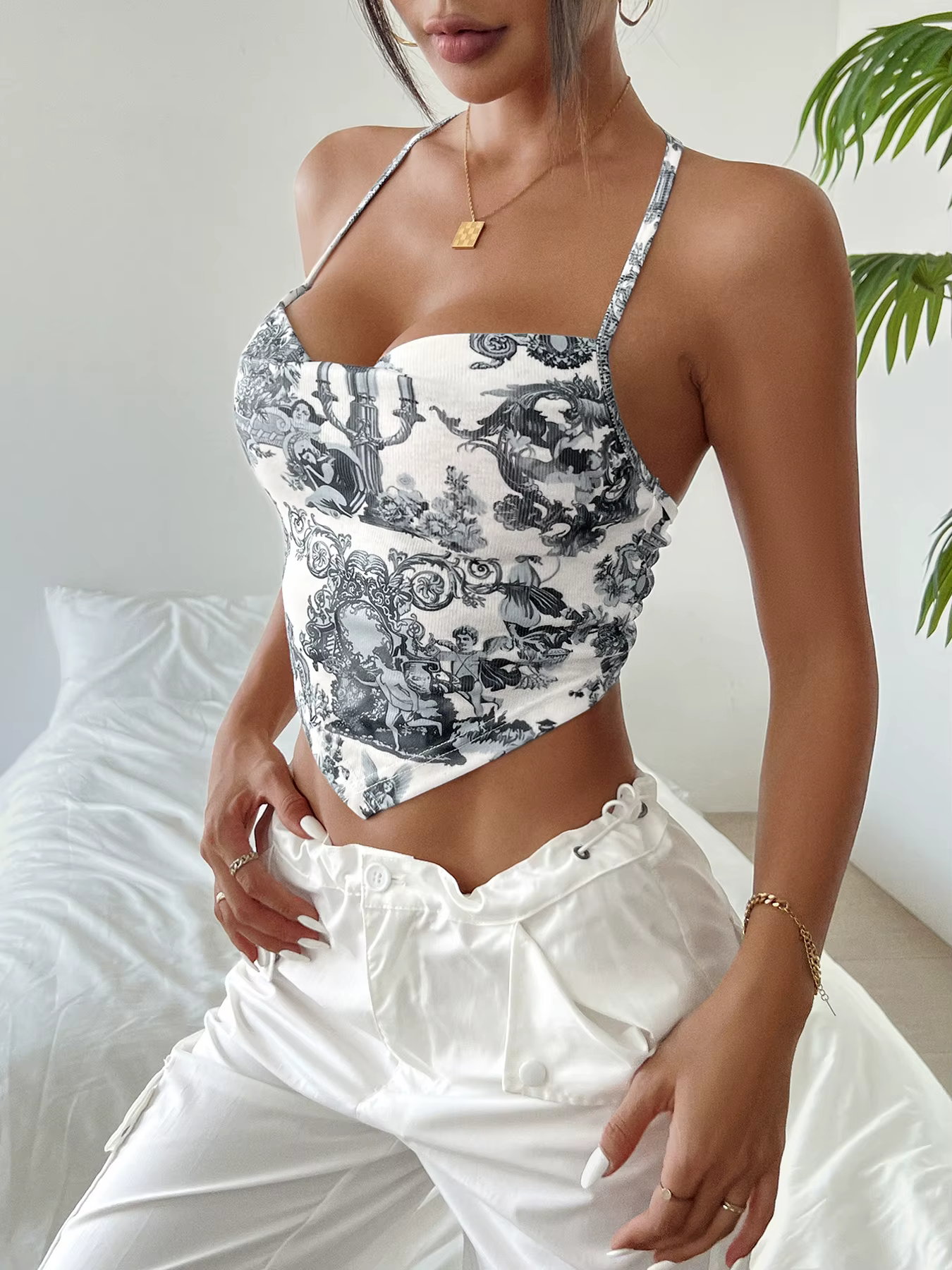 Femmes été Camisole culture hauts sans manches mince fronde T-shirt noir blanc bas réservoirs soutie