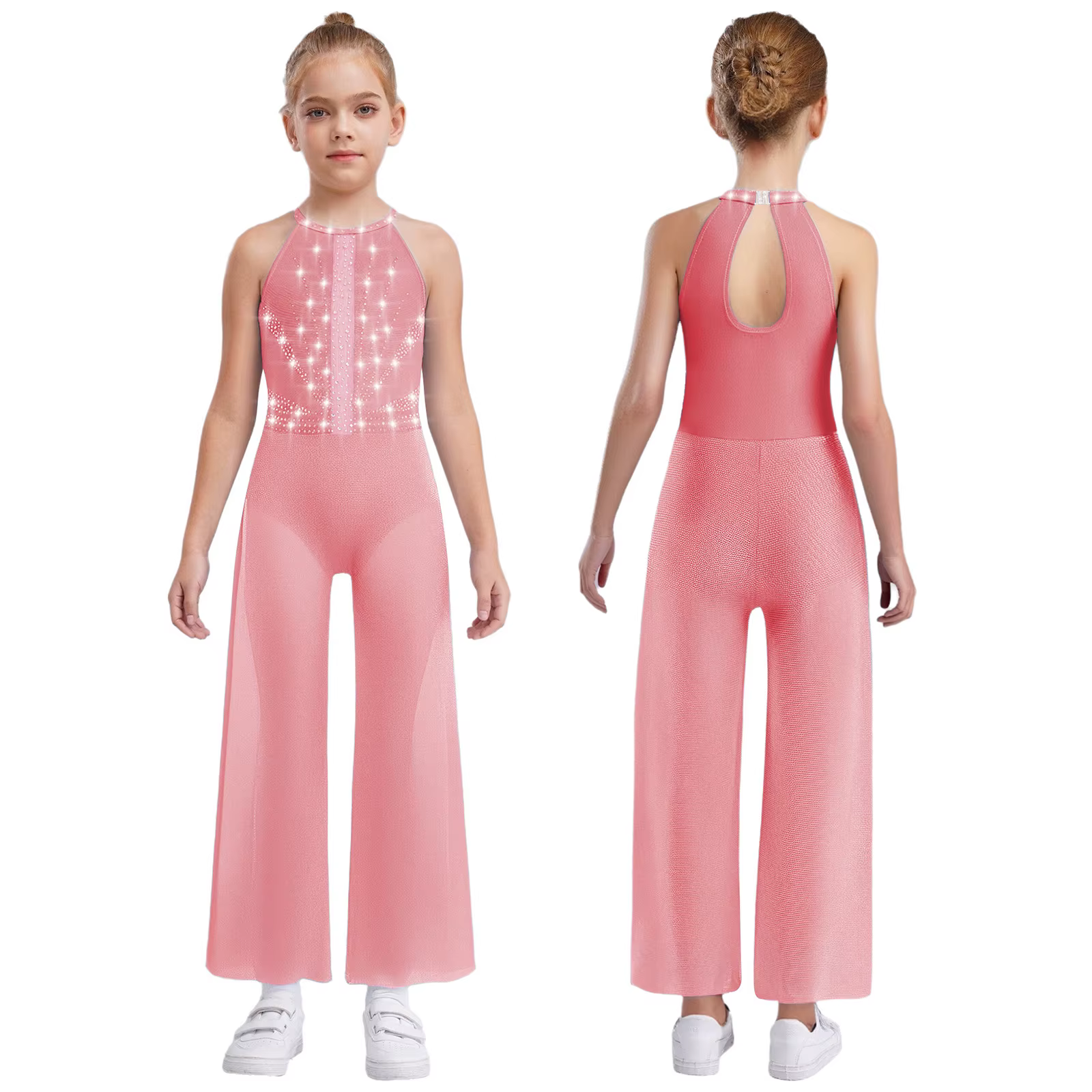 Combinaison de danse lyrique sans manches pour filles, Costume de Performance moderne, corsage à pai