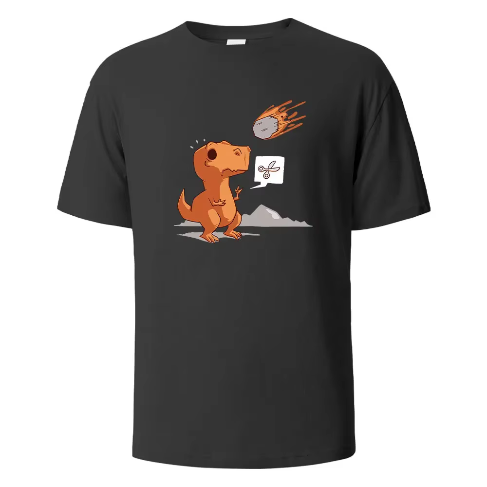 T-shirts imprimés dinosaures orange pour hommes et femmes, mode décontractée d'été, hauts amusants s