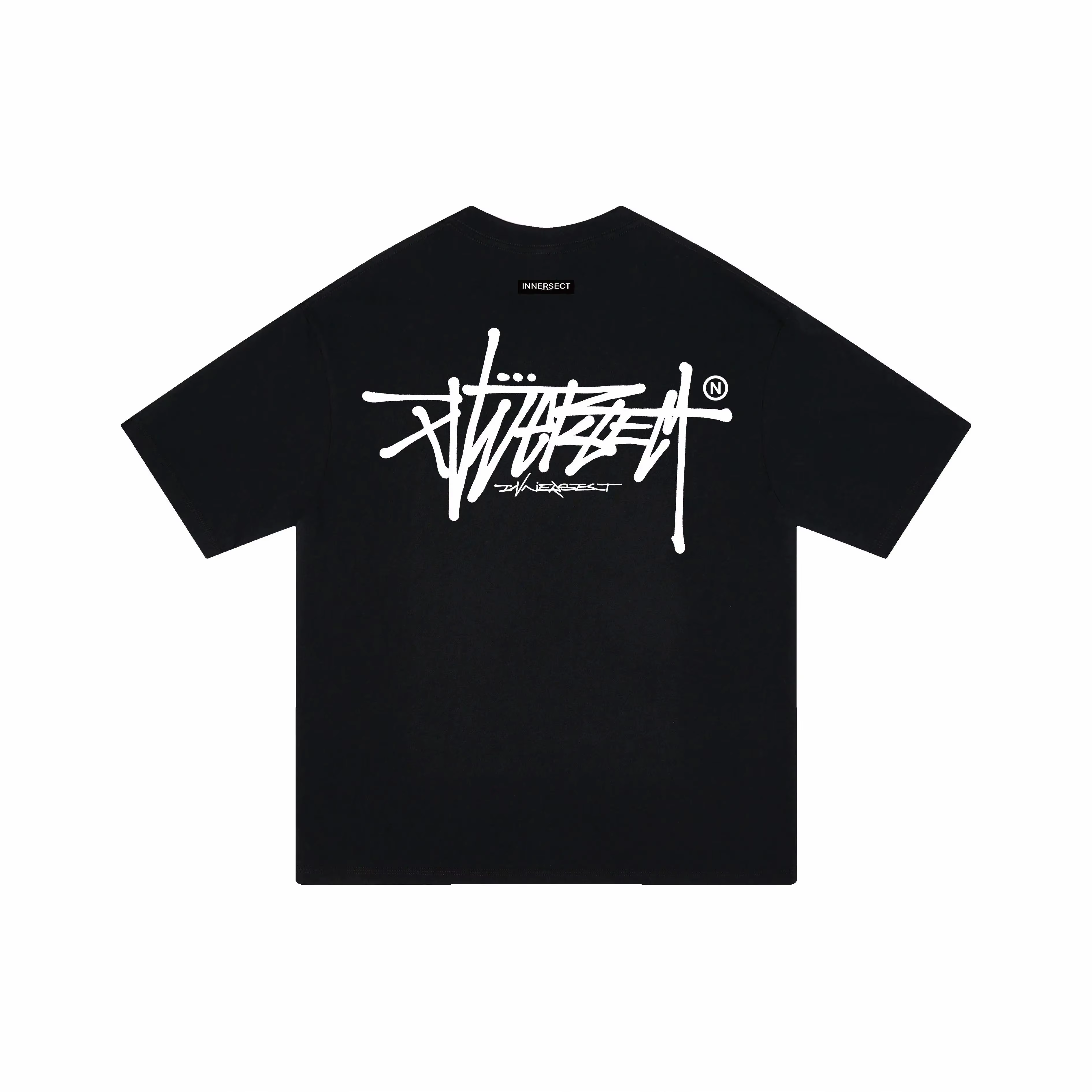 T-shirt avec logo Graffiti Streetwear, tee-shirt en coton noir minimaliste, style urbain décontracté
