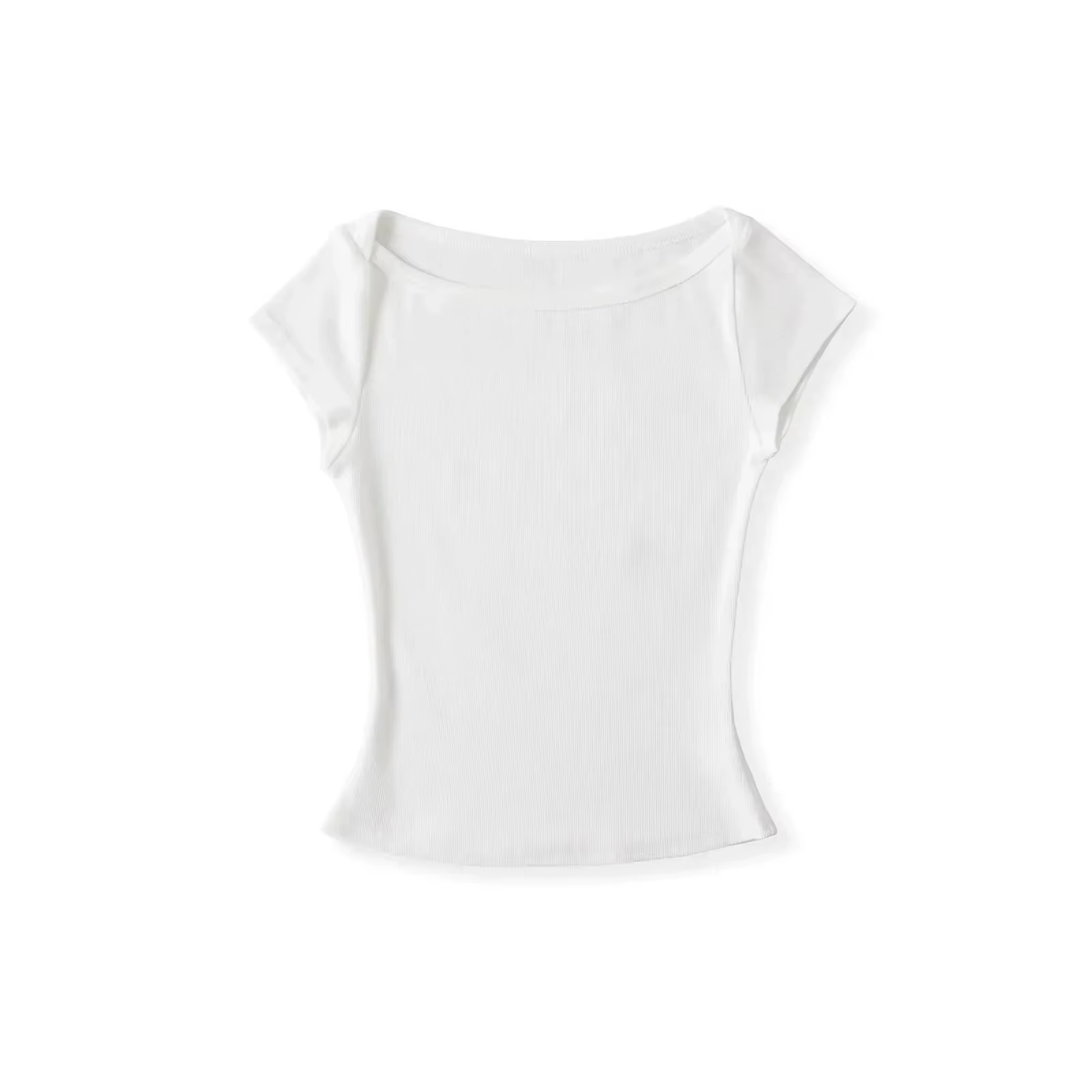 T-Shirt amincissant à manches courtes pour femmes, à la mode, coupe ajustée, col bateau, haut polyva