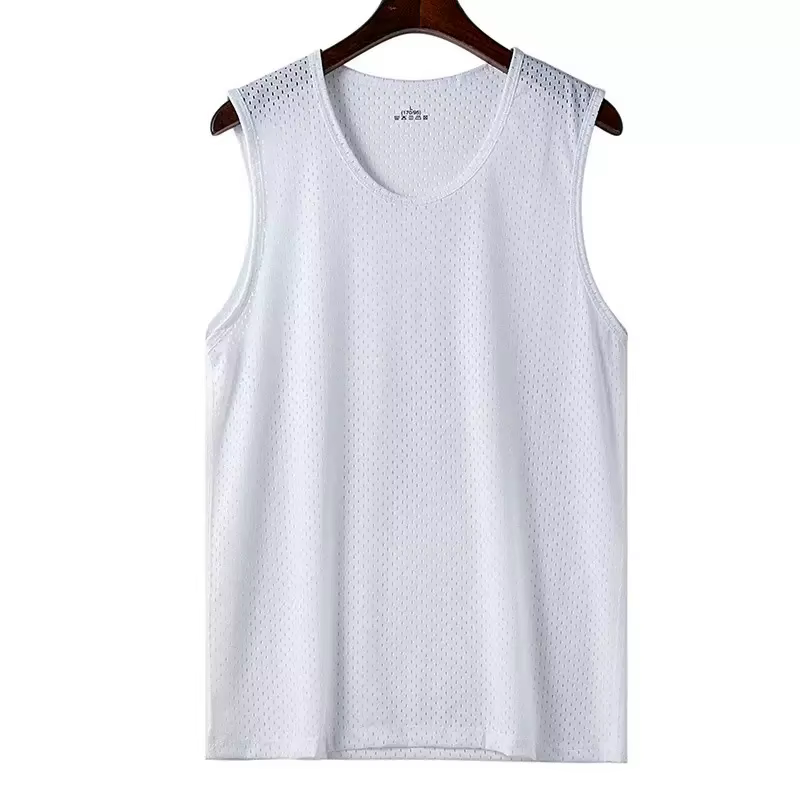 Débardeur Homme en Soie Glacée et Maille, Léger, Sportif, pour l'Été, T-shirt sans Manches, Décontra