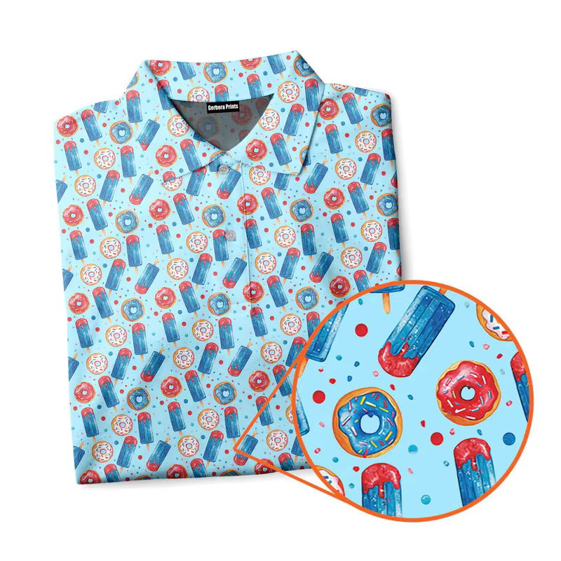 Harajuku manches courtes hommes polos crème glacée impression 3d revers homme haut nouvel été surdim