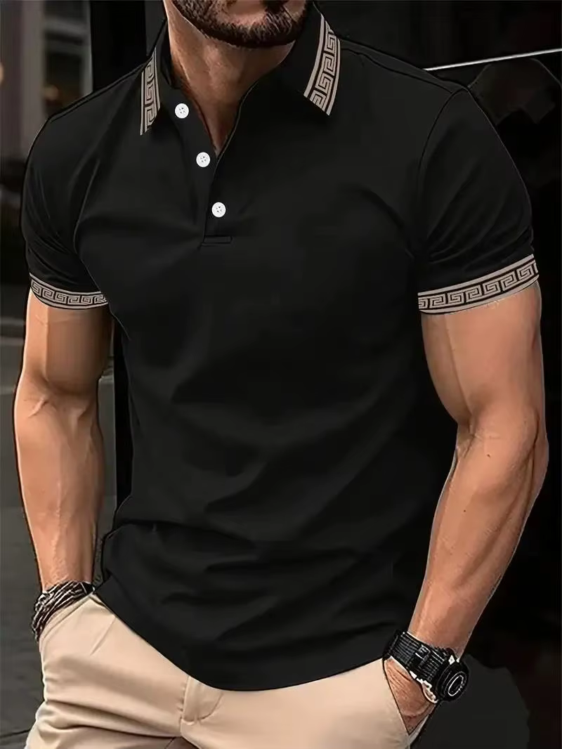 Nouveaux polos pour hommes pour l'été 2026 : motif rayé 3D décontracté, tendance, confortable, doux 