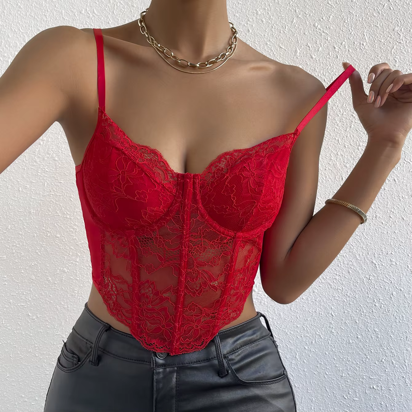 Bustier en dentelle à la taille pour femme, corset push-up, haut court vintage, bustier de fête, lin